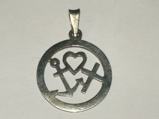 Vintage Sterling Silver Love Faith & Charity Pendant - Metal Detecting Find