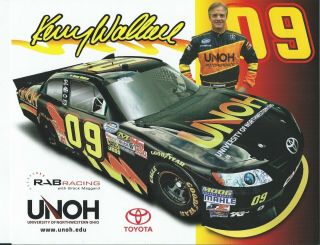 2011 Kenny Wallace 09 Nascar Nationwide Series " Unoh " Rab Racing Postcard