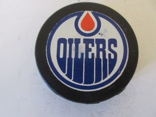 Edmonton Oilers Wha Screened Game Puck Inglasco
