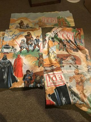 Rare Vintage 1983 Star Wars Return Of The Jedi Complete 3 Piece Twin Sheet Set