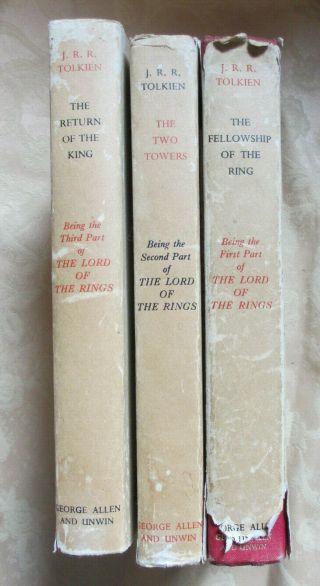 J.  R.  R.  Tolkien.  The Lord Of The Rings,  3 Vols. ,  Reprints 1962 - 3,  Dustwrappers