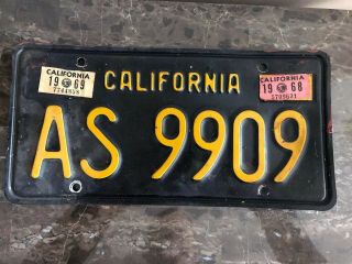 1963 California Black & Yellow License Plate Ca Vintage