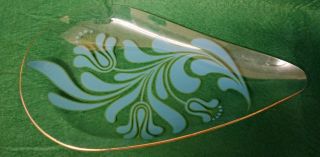 Vintage Retro 60s 70s Psychedelic Chance Glass Shallow Dish Turquoise/green