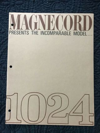 Magnecord Models 1020,  1024 Tape Recorder Sales Brochure
