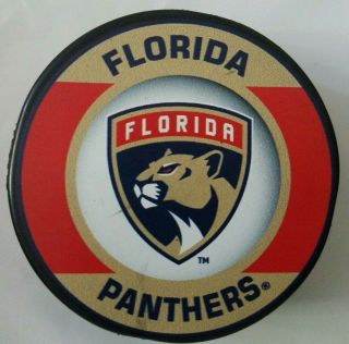 Florida Panthers Nhl Inglasco Official Hockey Puck Made In Slovakia Smudged Mark