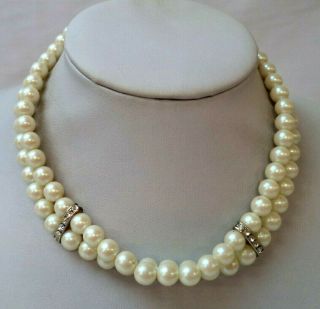 Stunning Vintage Estate Signed Germany Pearl Beaded 16 1/2 " Necklace 2818s