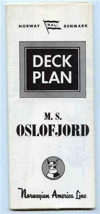 Norwegian American Line M S Oslofjord Deck Plan November 1958