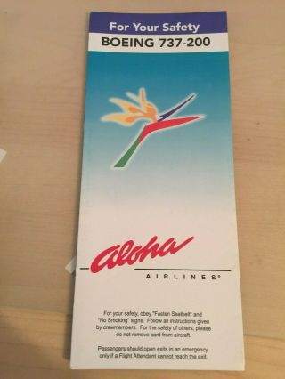 Safety Card Aloha Airlines B737 - 200 Irc2007 Code 2033 Rev.  09 - 07