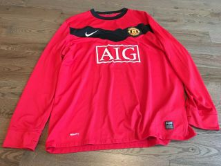 Nike Dri - Fit Manchester United Home Long Sleeve Football Soccer Jersey Xl Man U