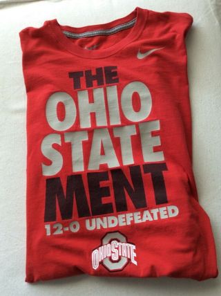 Nike The Ohio State Ment Statement 12 - 0 Undefeated T Tee Shirt Boy’s Lg Go Bucks