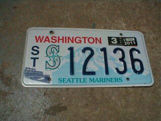 2011 Washington State Seattle Mariners License Plate,  Ichiro,  Big Unit,  Junior