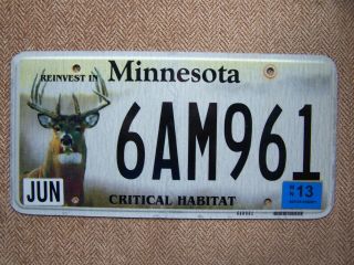 2013 Minnesota Critical Habitat Deer License Plate.  115 Grams