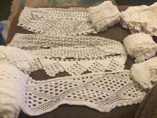 6 Amazingvintage Lengths Handmade Crochet White Various Length And Widths
