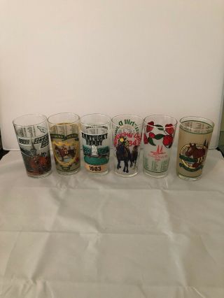 Kentucky Derby Collectible Glasses 1980,  81,  83,  84,  86,  87 6 Glasses