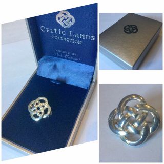 Vintage Jewellery Sterling Silver 925 Celtic Lands Brooch In Presentation Case