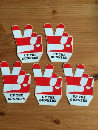 Vintage Arsenal Football Stickers “up The Gunners” 4.  5 Inches X 3.  5 Inches