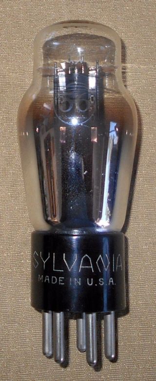 , 1 Sylvania Type 56 Tube Engraved Base Black Plates Side Foil D Getter