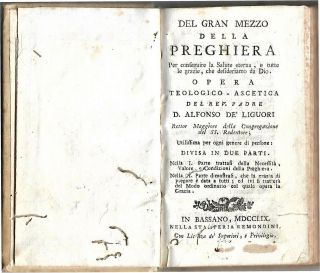 1759 Del Gran Mezzo Della Preghiera Alphonsus Liguori Religion Catholic Church