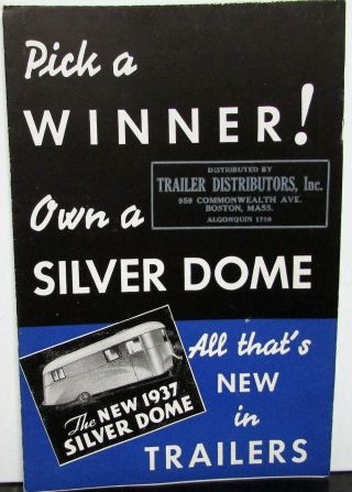 1937 Silver Dome Trailers Dealer Sales Brochure Vintage Travel Trailer Rv Camper