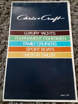 Chris Craft,  Luxury Yachts,  Sport Boats,  Fold Out Picture Brochure 1974