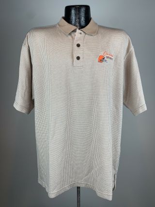 Men’s Vintage Lee Sport Cleveland Browns Nfl Football Poly/cotton Tan Polo Xl