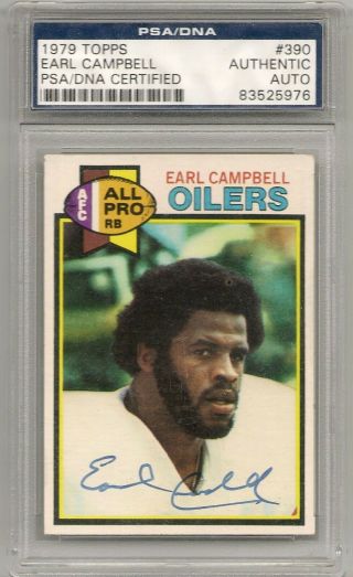 1979 Topps Earl Campbell Rookie Rc 390 Signed Autographed Psa Dna Auto Jsa