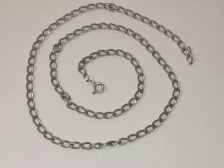 Long Vintage Sterling Silver Curb Chain Necklace