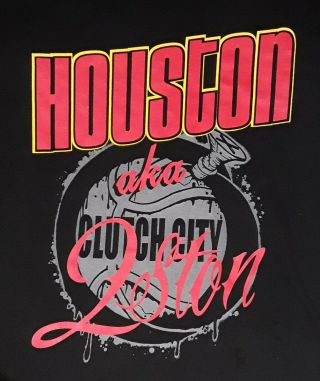 Houston Rockets Nba Championship Clutch City Black T - Shirt L Euc 44 Chest