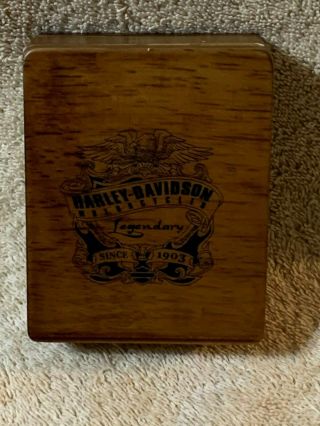 2003 Harley Davidson Wooden Playing Cards :old Saloon " Deck Holder Stand W/ Box