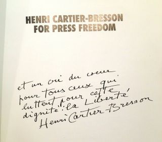 Signed Henri Cartier - Bresson Photography album Reporters Sans Frontieres 1999 3