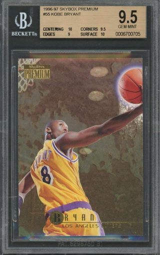 Kobe Bryant Rookie Card 1996 - 97 Skybox 55 Lakers Bgs 9.  5 (10 9.  5 9 10)