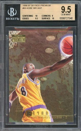 Kobe Bryant Rookie Card 1996 - 97 Skybox Premium 55 Lakers Bgs 9.  5 (10 9 9.  5 10)