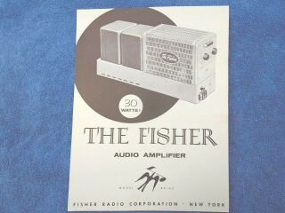 Nos 1957 58 Fisher Radio Model 80 - Az Tube Audio Amplifier Sales Brochure 57