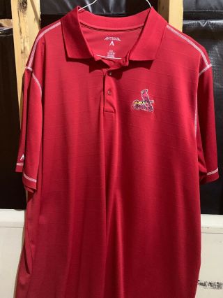 St Louis Cardinals Golf Polo Shirt Mens Xxl Antigua Red Ss Poly Mlb Athletic