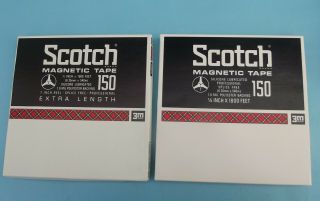 2 Vintage Scotch 150 7 " Magnetic Reel To Reel Recording Tape 1800 