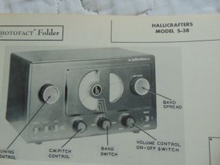 Hallicrafters Model S - 38 Shortwave Radio Sams Photofact 1946