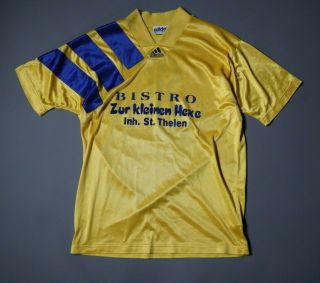 Vintage Adidas Equipment Football Shirt Size Large V - Neck Yellow 3