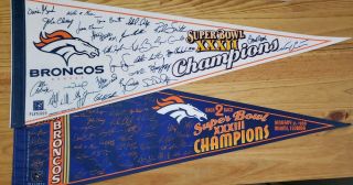 Vintage 1998 & 1999 Bowl Denver Broncos Signatures Pennant Full Size