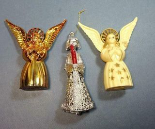 Vintage Mid Century Hard Plastic Angel Christmas Ornaments 3 Different