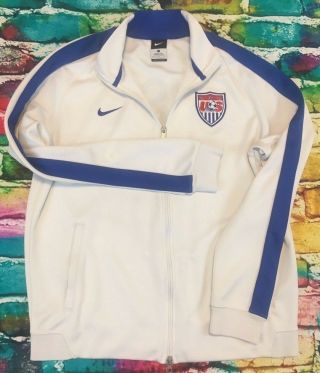 Nike Uswnt Womens National Soccer Team White Training Jacket Size Large Read