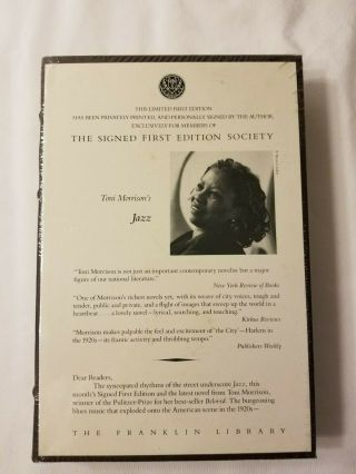 Signed First Edition Franklin Library & Jazz Toni Morrison