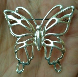 Stunning Vintage Estate Signed Napier Silver Tone Butterfly 1 3/4 " Brooch 2741d