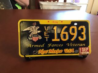 1996 Mexico Armed Forces Veteran License Plate