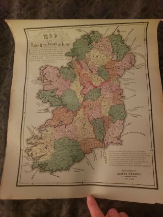 Very Old Map Of Ireland With Family Names/counties On Back