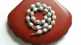 Czech Vintage Art Deco Multi Coloured Spot Glass Bead Necklace