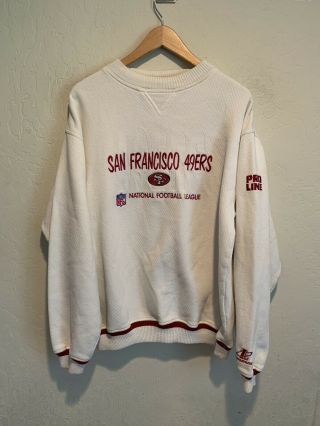 Vintage 90’s San Francisco 49ers Sweater Nfl Pro Line Size Large Men’s White Euc