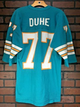 Vintage 1980s A.  J.  Duhe Miami Dolphins Medalist Sand Knit Nfl Jersey Made In Usa