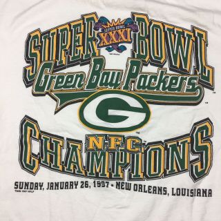 Vintage 90’s 1997 Green Bay Packers Bowl Champions T - Shirt Large Nfl Logo