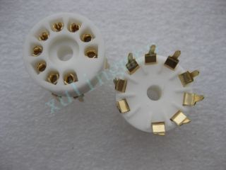 6pc 9 Pin Ceramic Gold Plated Pcb Mount Tube Socket For 6dj8 El84 12ax7 Ecc83