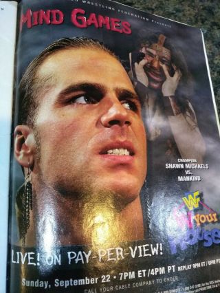 Vintage 1996 Wwf In Your House Mind Games Ppv Print Ad Shawn Michaels Wwe